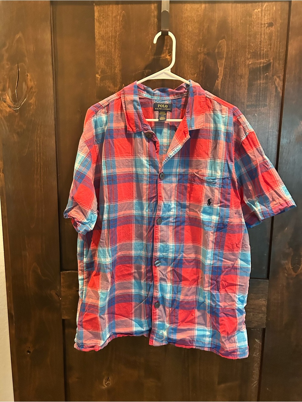 Polo by Ralph Lauren Red & Blue Plaid Short-Sleeve Button-Down